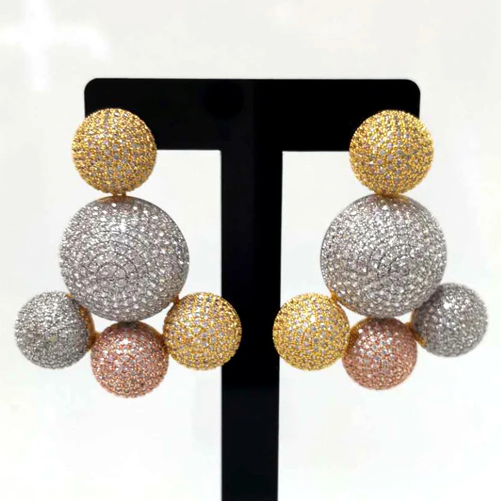 

Missvikki New Cute Luxury Ball Drop Dangle Earrings for Women Wedding Party Jewelry Ladies Daily Trendy Accessories Hot Sale