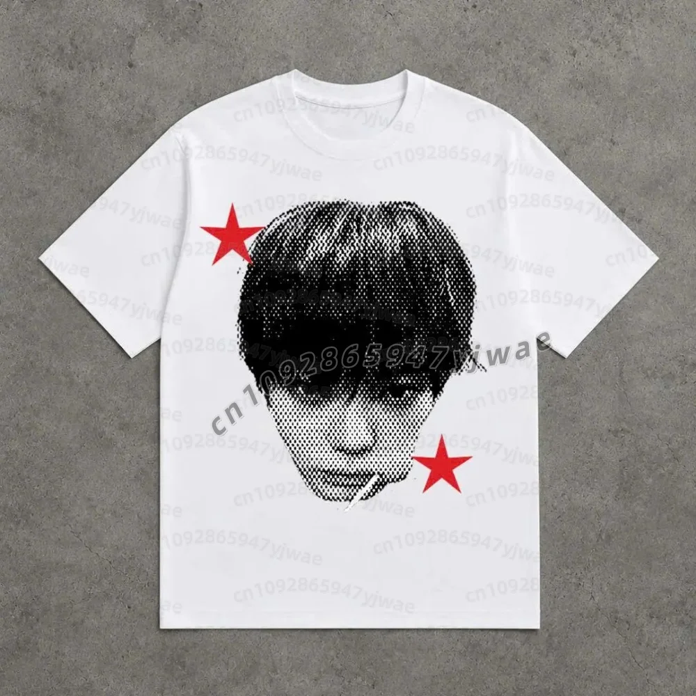 2026 men women LNGSHOT Big Head Graphic Tee  Ohyuan Woojin Louis Ryul Kpop Fashion Retro Shirt Summer Men Women Name Tag T-Shirt