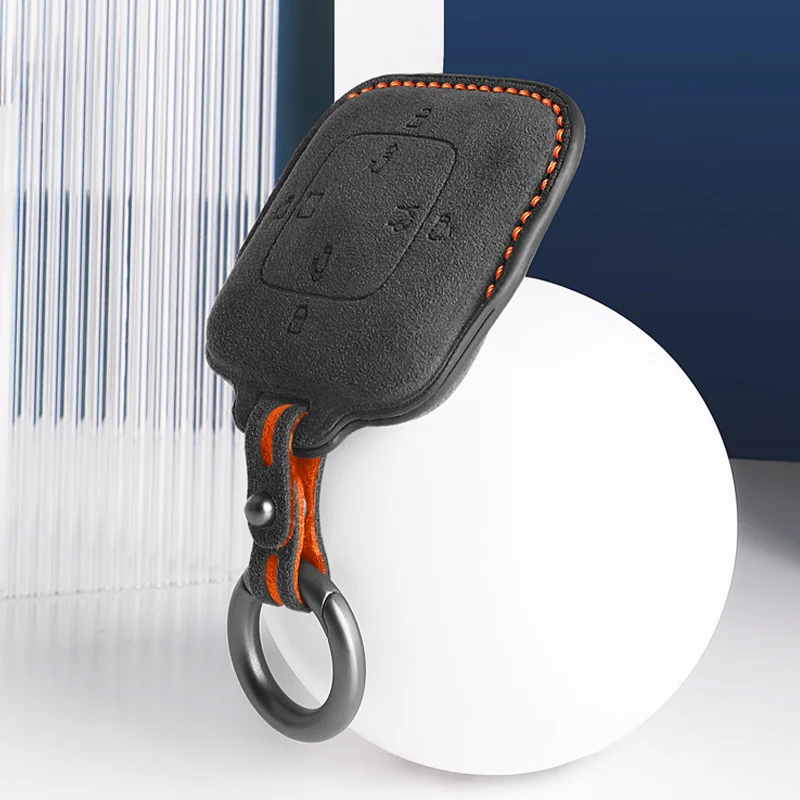 For ZEEKR 001 X Car Key Case Suede Cover Shell Protector Accessories Auto Remote Smart Keychain keyless Entry 2024 2023 2022