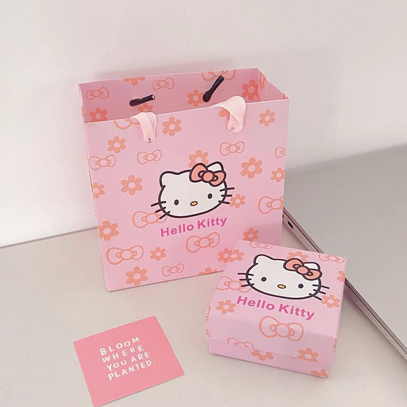 Sanrio Hello Kitty Gift Box Kawaii Anime Y2K Sweet Jewelry Storage Box Fashion Original High-End Earring Necklace Packaging Box