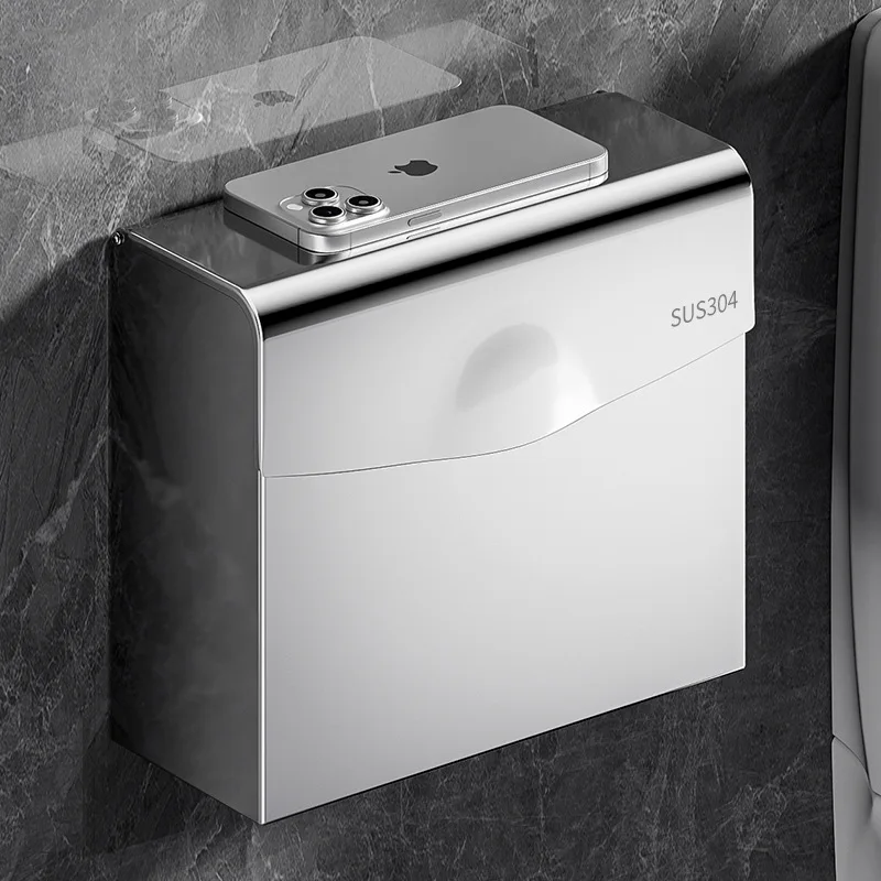 防水トイレットペーパーボックス壁掛け式バスルームティッシュホルダー穴あけ不要トイレ収納棚ペーパー引き出しデザイン