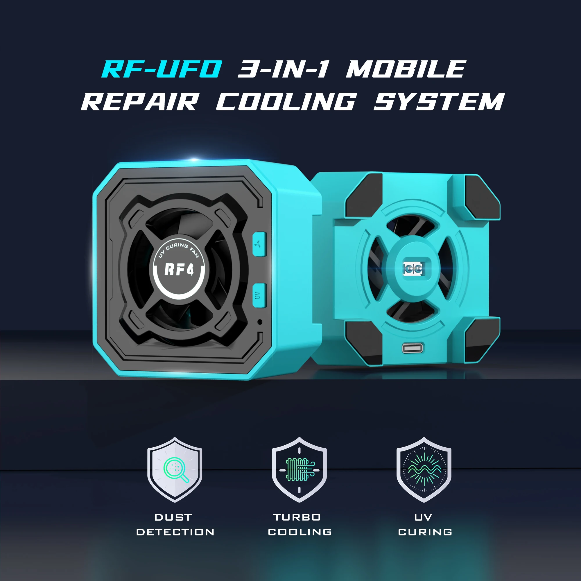 RF4 Cooling Fan / UV Curing Lamp / Fume Purifier – Suitable for Mobile Phone PCB, IC, and Motherboard Repair and Soldering