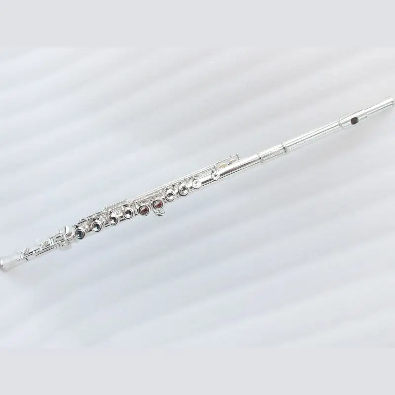 

Silver Plated Flute 16 Holes Closed Hole Flutes Musical Instrument Cupronickel Flute Case