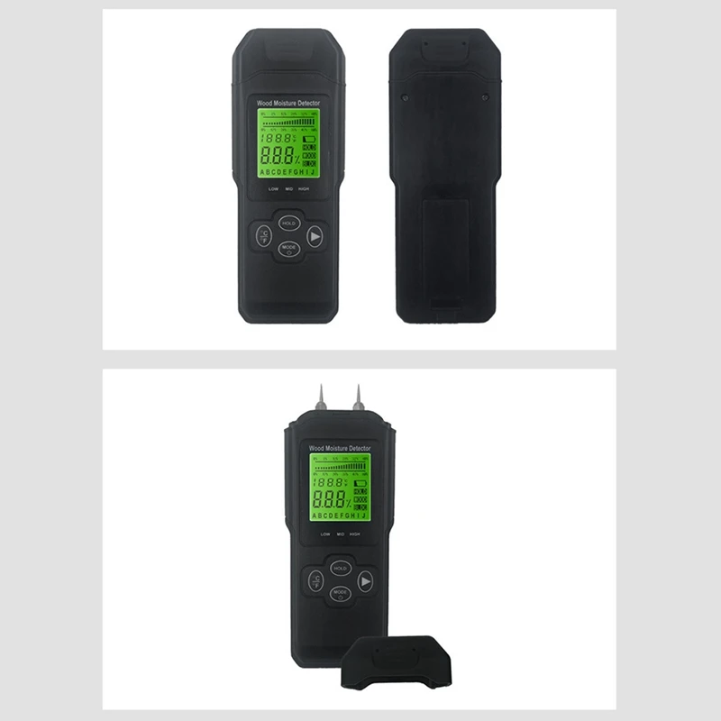 1 Piece Digital Wood Moisture Meter Inductive Hygrometer Black Plastic Ambient Temp Humidity Timber Damp