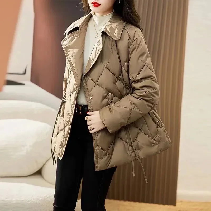 

Suit Collar Light Down Cotton-padded Jacket Women's Winter 2023 New High-grade Slim Long-sleeved Short Cotton-padded Clothes Top