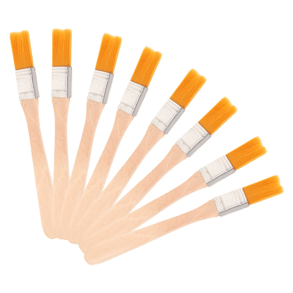 

8pcs Small Cleaning Brush Head Painting Brushes Artist Varnish Fine Wall Drawing Wood Handle Oil Reusable