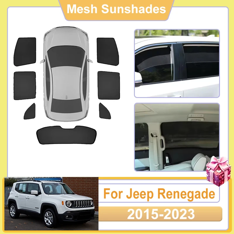 

For Jeep Renegade Accessories 2015-2023 Car Window Sun Shade Mesh Cover Anti UV Visors Heat Sunshade Baffle light Shield Parasol
