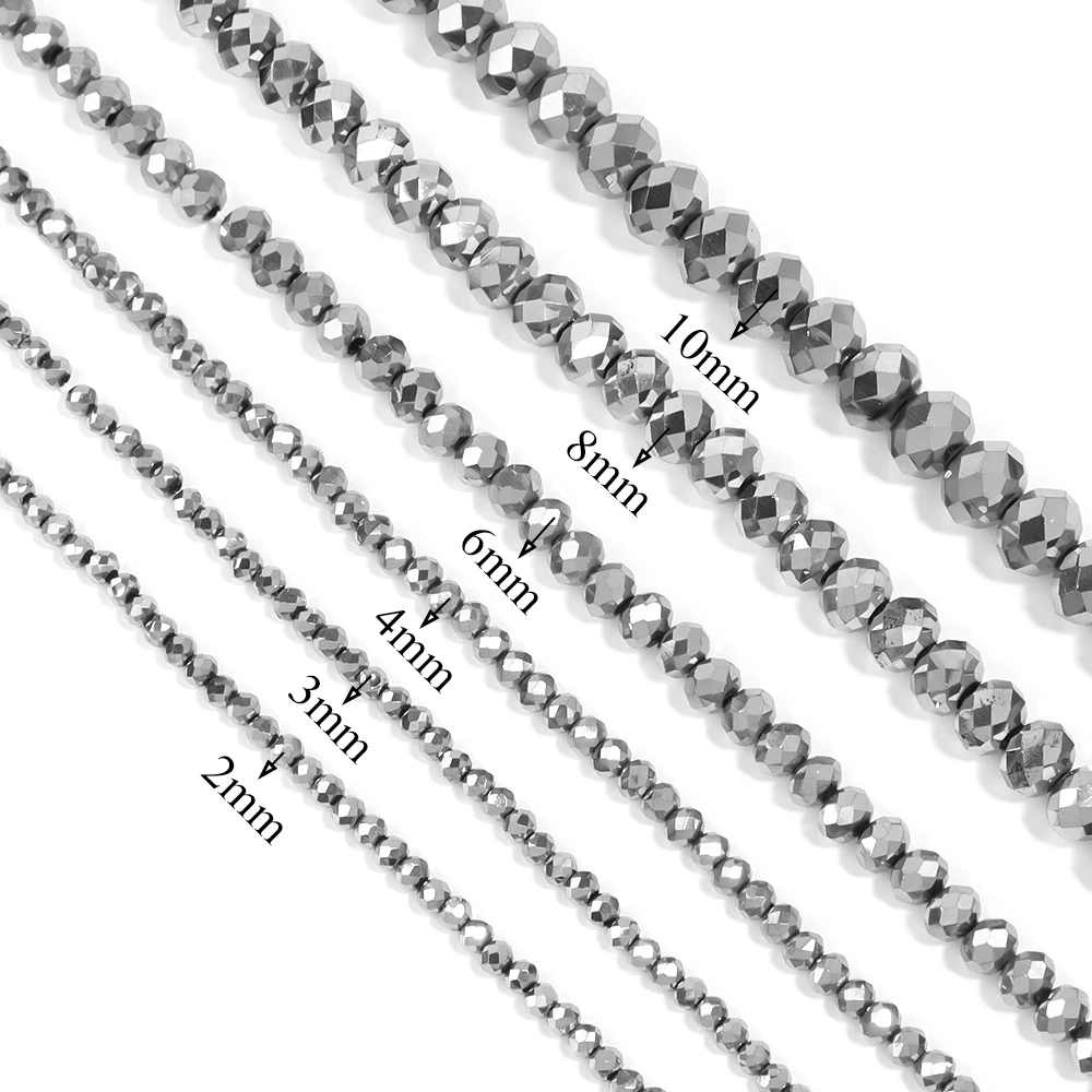64-130 Stück/Set 3 4 6 8 10mm Rondell Facettierte Kristallglasperlen AB-Farbe Abakus-Perlen für Schmuckherstellung DIY Lose Abstandhalterperlen