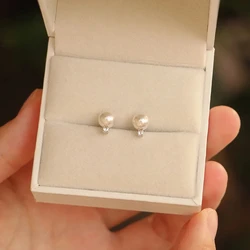Simple Temperament Imitation Pearl Zircon Stud Earrings For Women Exquisite Earring Ladies Party Birthday Jewelry Gifts