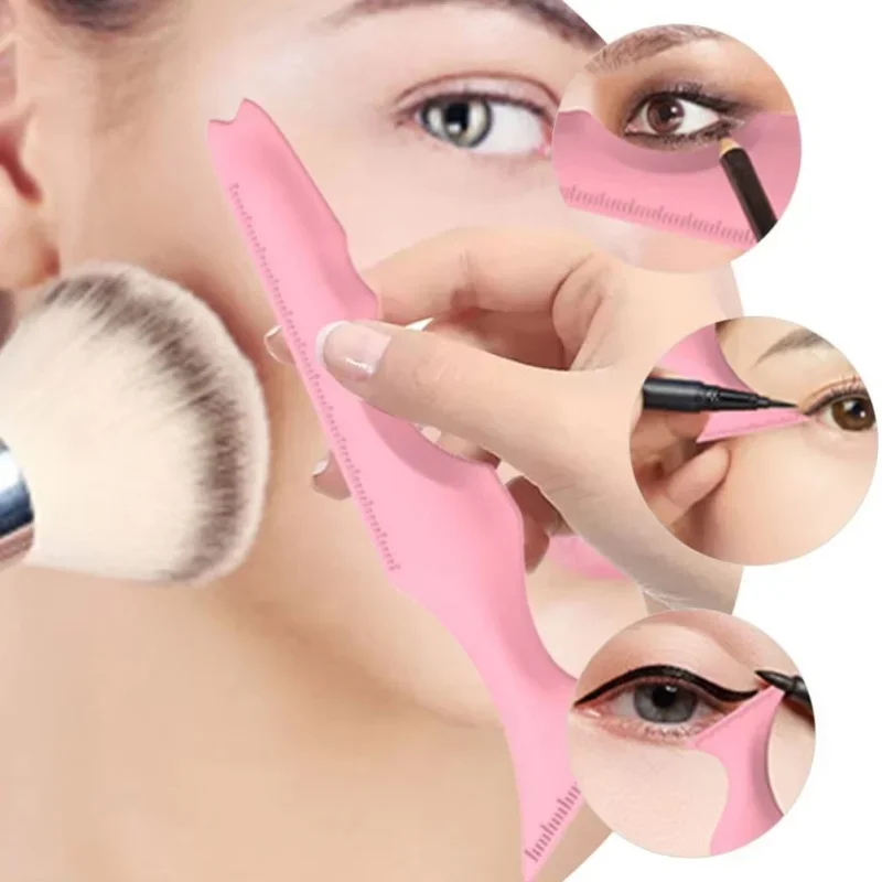 4 ชิ้นชุด Multi Functional Eye Makeup Assistant ผสมซิลิกาเจลสีอายไลเนอร์ขนตาเครื่องมือความงาม Eyeliner Stencils