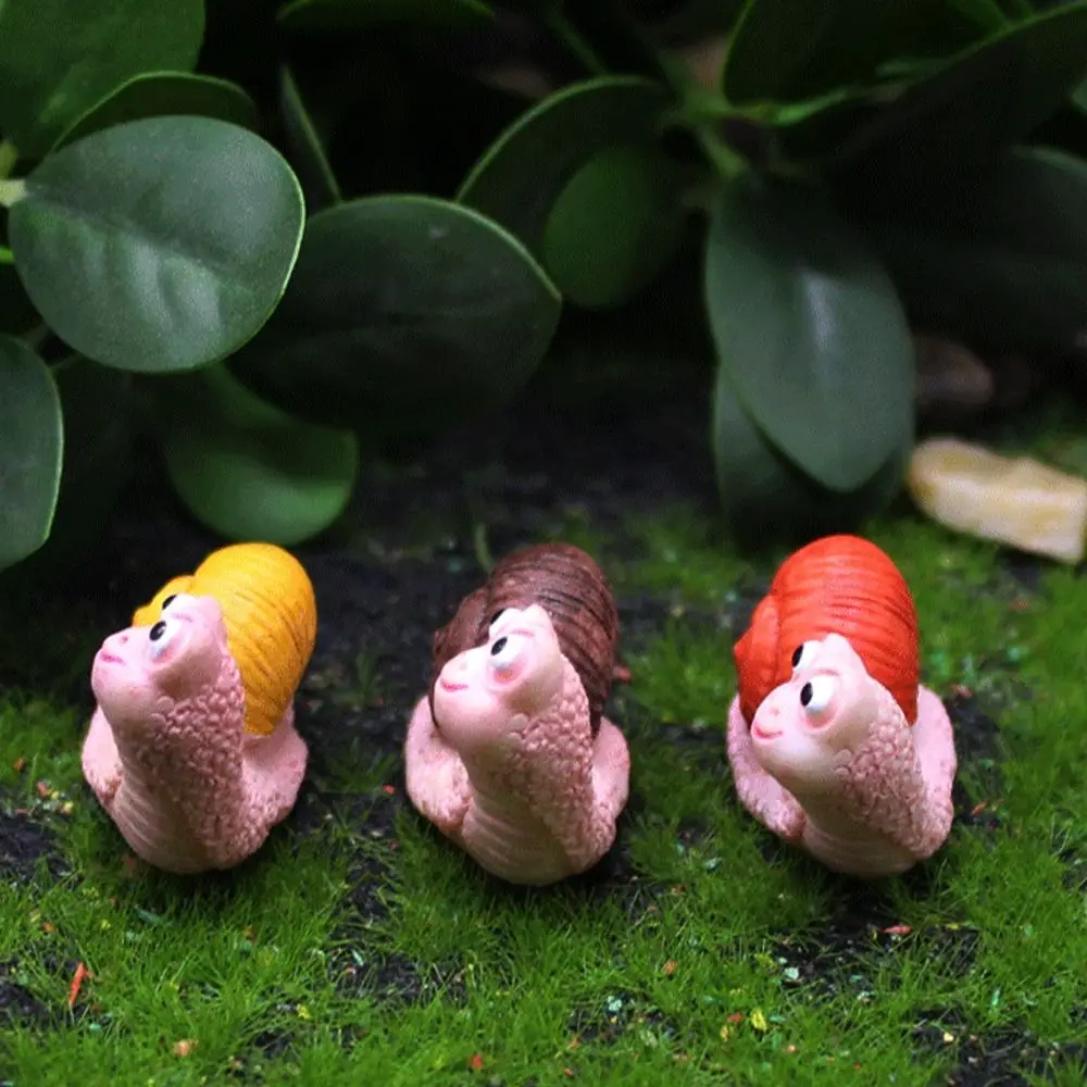 Garden Decoration Resin Small Snail Figurine Cute Animal Simulation Snail Model Creative Kawaii Mini Ornament Flowerpot