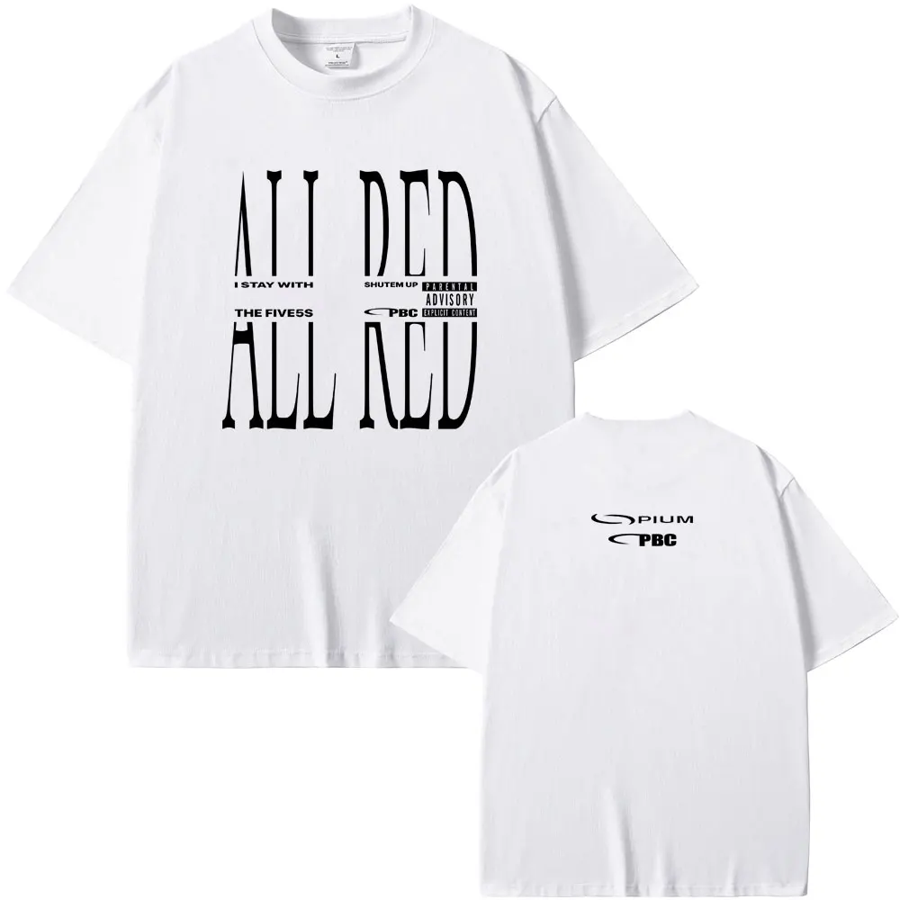 Rapper Playboi Carti Opium T Shirt ALL RED Album Graphic T-shirt Men Fashion Hip Hop Cool Tshirt Men's Oversized T-shirts