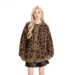 Autumn and Winter Women's Leopard Print Sweater Y2k Fashion Casual Sweater Young and Energetic Sexy Jacket Top 2024