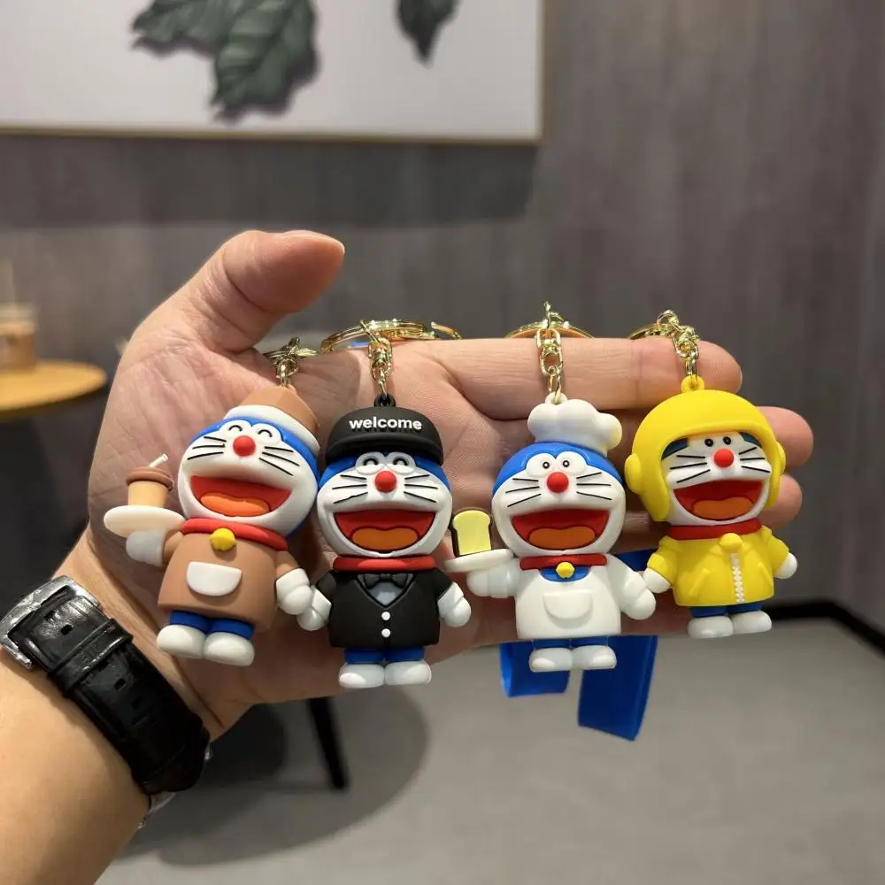 Doraemon pvc cook waiter image automobile Key buckle Backpack pendant Wallet decoration Cartoon Anime periphery Holiday gifts