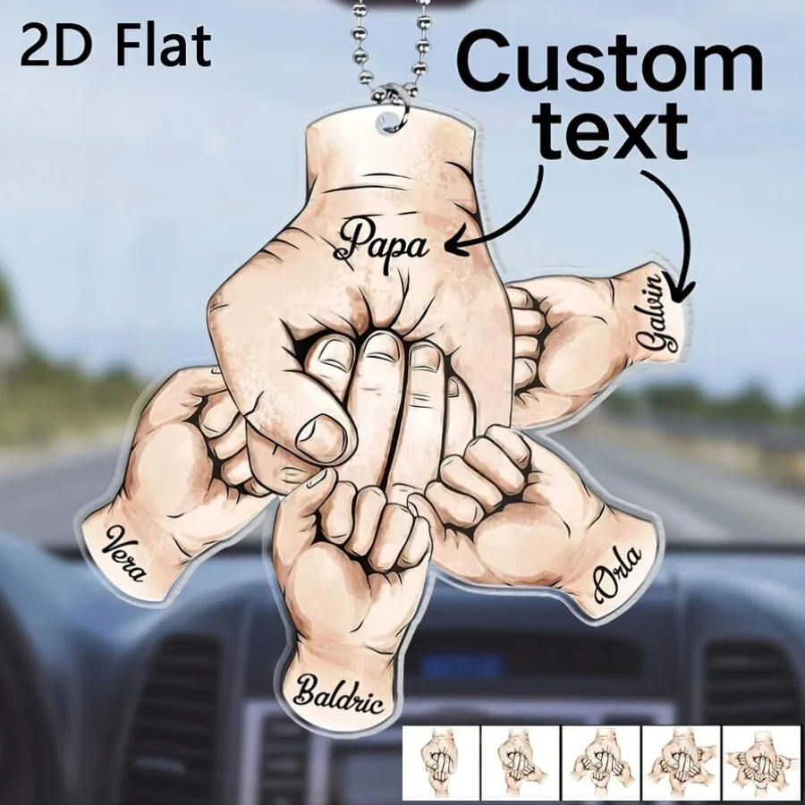 

2026 Fathers Day Gift Fist Bump Hand Name Customized Keychain Acrylic Family Dad Kids Fists Name Personalized Car Bag Keyring