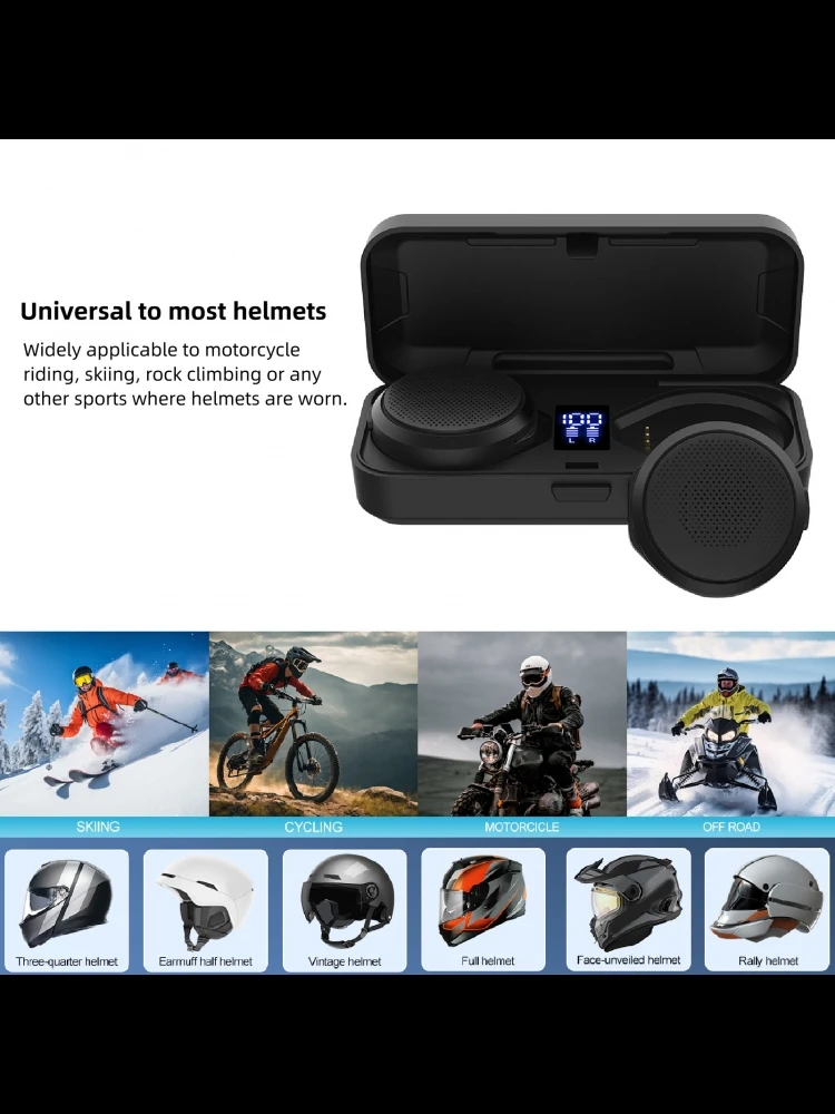 Motorradhelm-Lautsprecher, HiFi-Sound, Motorrad-Bluetooth-Headset, 50 Stunden Akkulaufzeit für Outdoor-Sportarten, Skifahren, Klettern