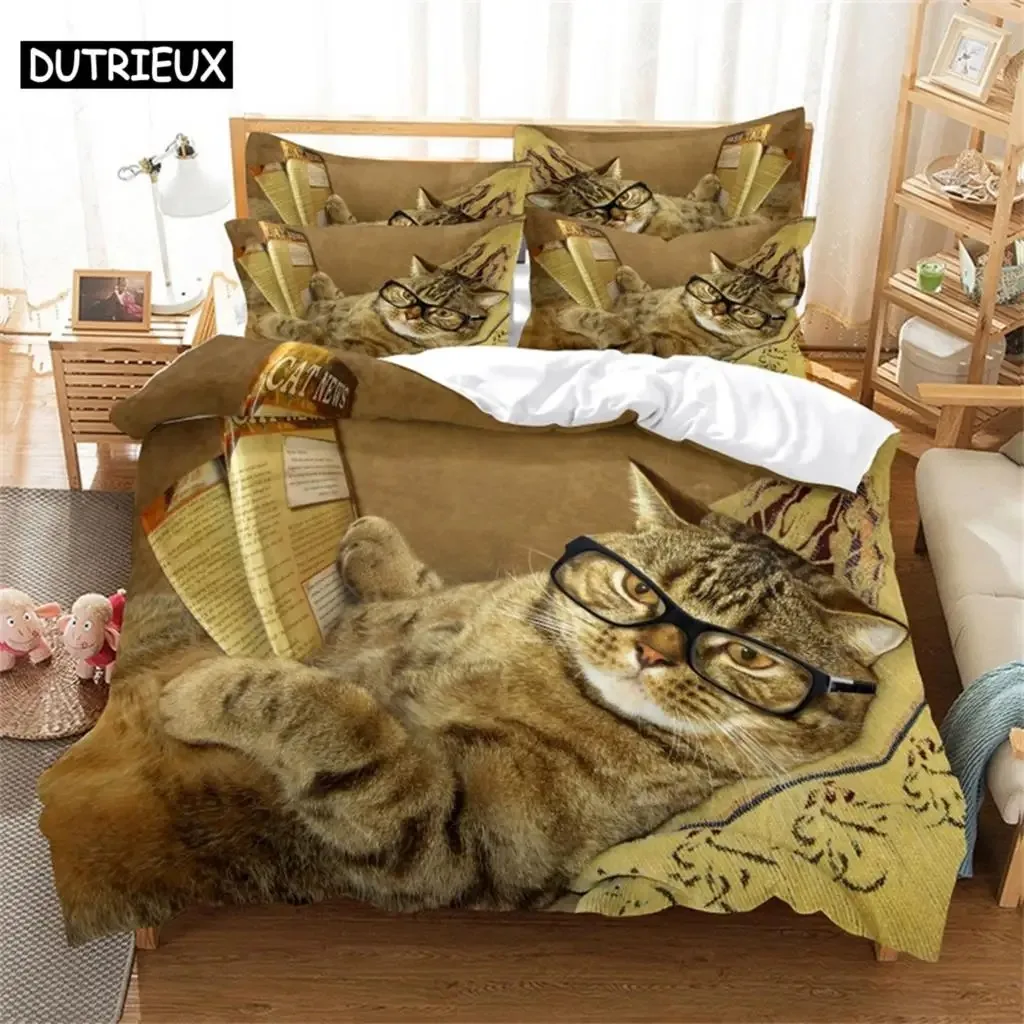 Cat Fashion Bedding Set 3D Digital  Printing Duvet Cover Sets 1 Quilt Cover + 12 Pillowcases USEUAU Size