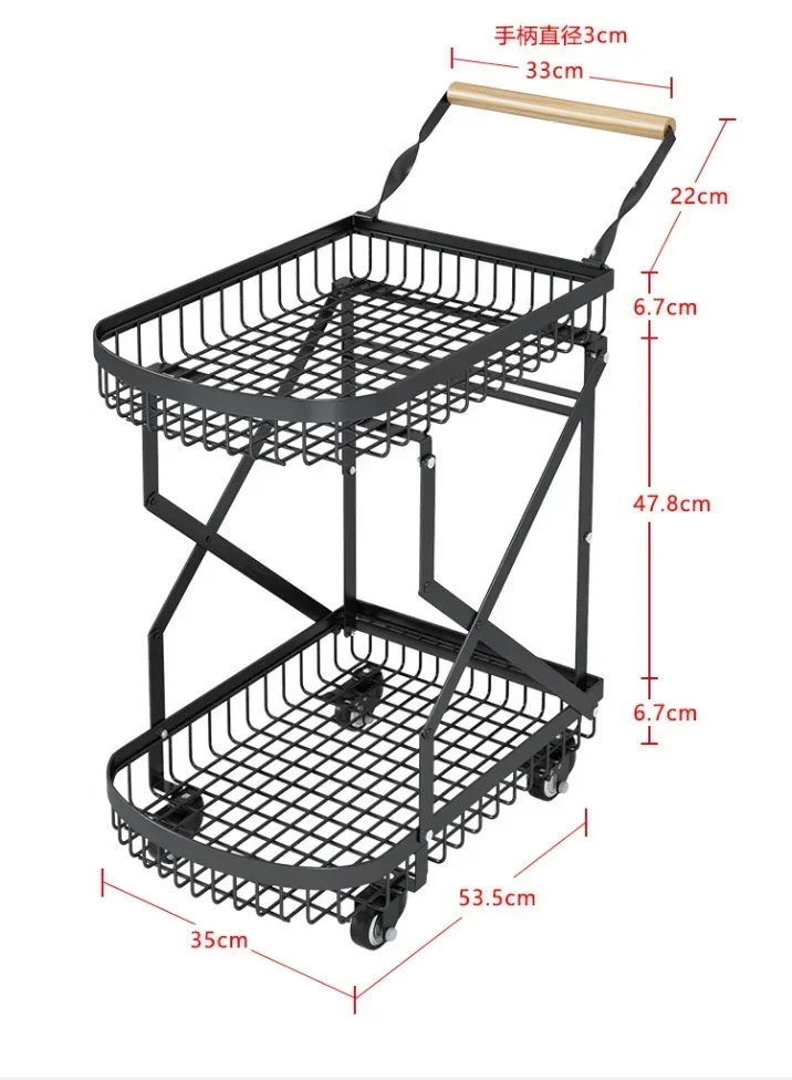 Personal Grocery Shopping Truck with Cup Holder- Hanger Bag One Hand Auto Folding Mesh Trolley with Rear Brake Device