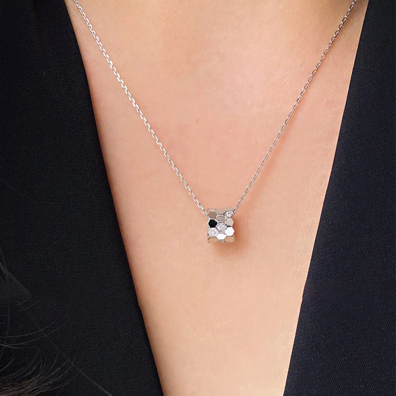 2024 Hot selling Paris Fashion Luxury Brand Jewelry Nest Honeycomb 925 silver Necklace Woman Rose Gold Rotating Pendant