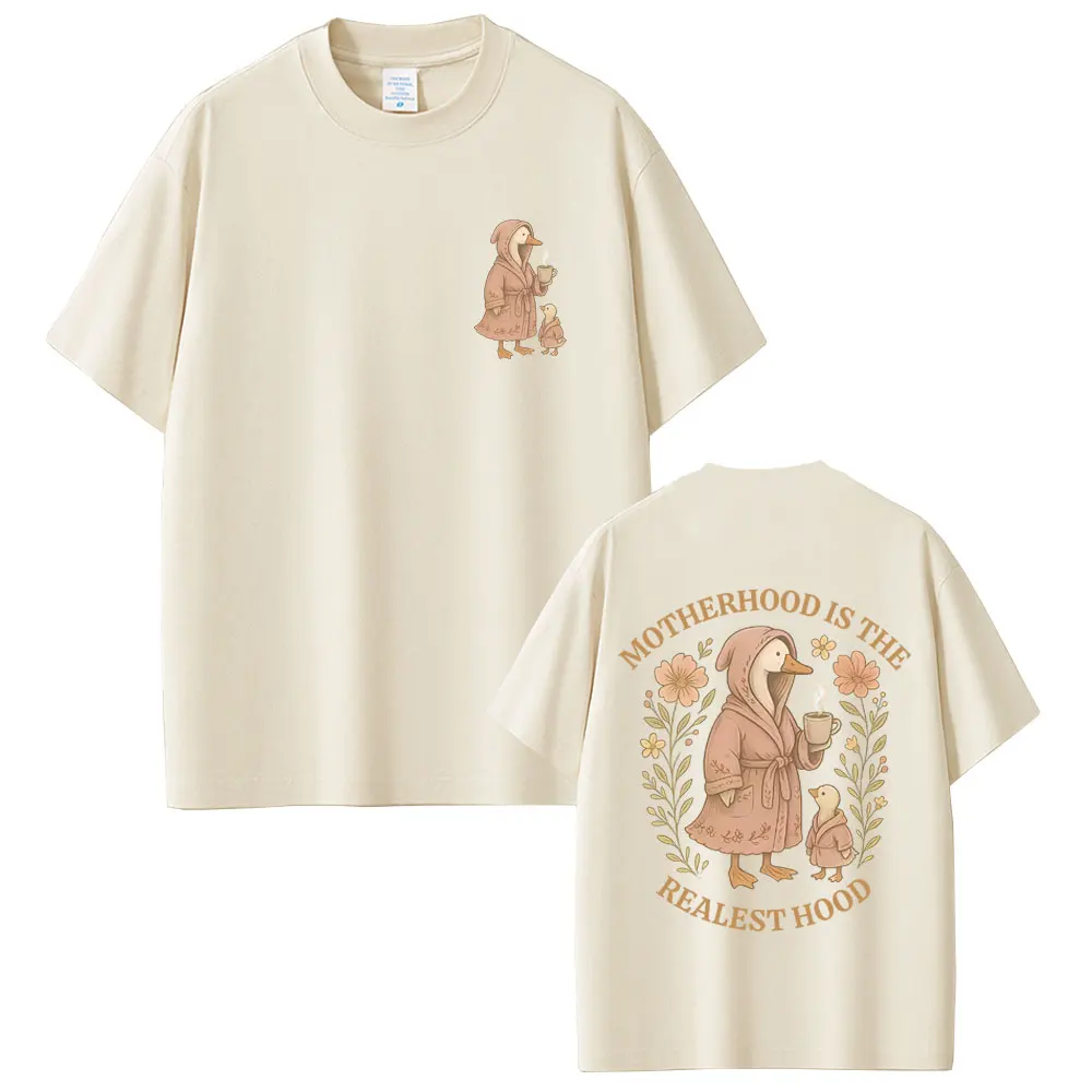 

IMotherhood Is The Realest Hood T-shirt Silly Goose Funny Meme T Shirts Men Women Casual Cotton Short Sleeve Oversized T-shirts