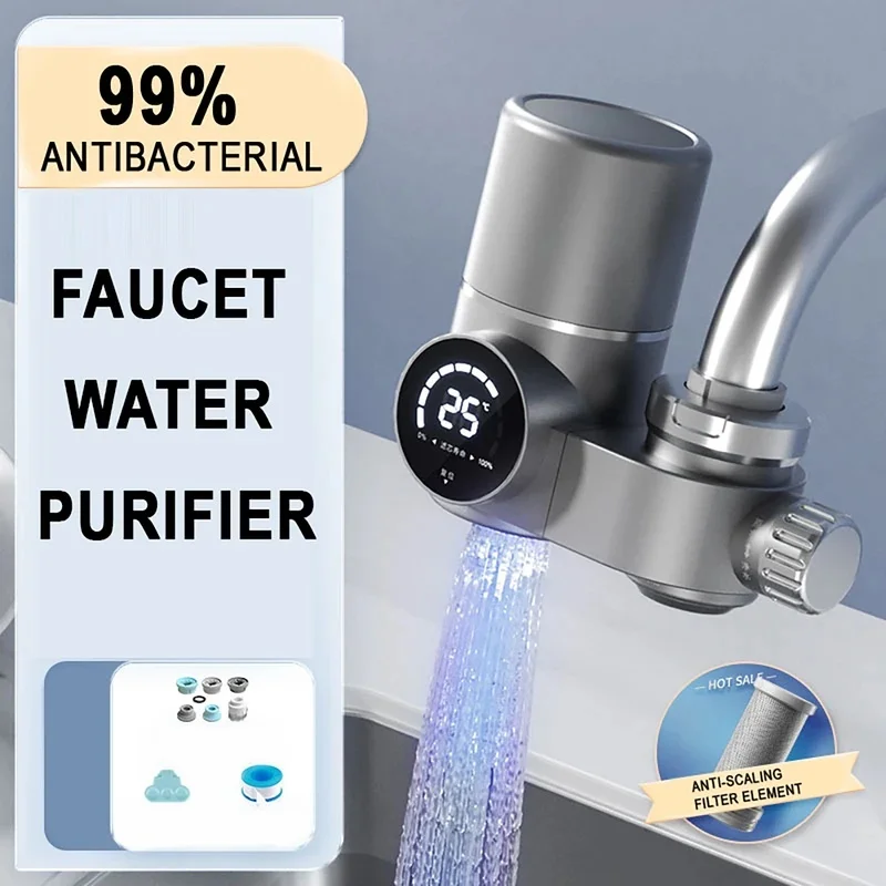 Household Smart Tap Water Filter, Digital Display, Removable Washable, Anti-Scale Direct Drinking Faucet Purifier