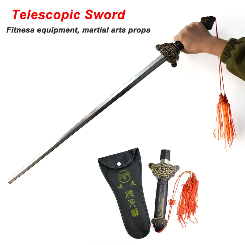 Retractable Sword Magic Props Fitness Equipment Martial Arts Practice Equipment With Storage Bag Entertainment Toys