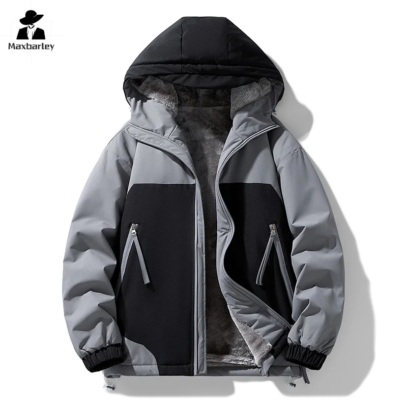 

Winter Cotton-padded Jacket Men's Casual Trend Thick Fleece-lined Warm Windbreaker Coat Women's Outdoor Snow Waterproof Parka