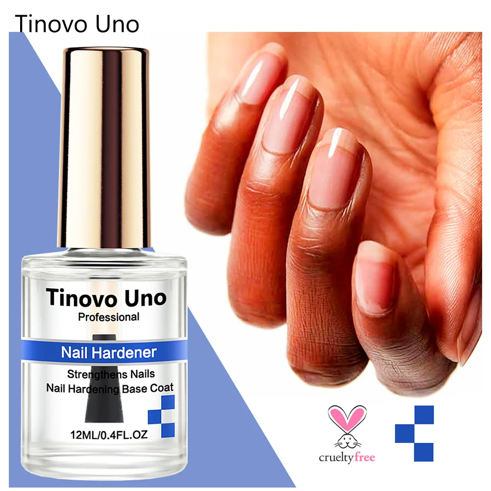 Tinovo Uno 12ml Nail Hardener Advanced Formula Strengthener Nail Growth System Base Coat Air Dry Clear Nail Lacquer Polish Care