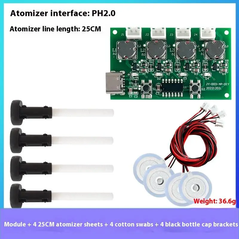 5Pcs/Set Four Spray Humidifier Type-C USB Mini Humidifier DIY Kits Mist Maker And Driver Circuit Board Atomizer Sheet With Stand image 6