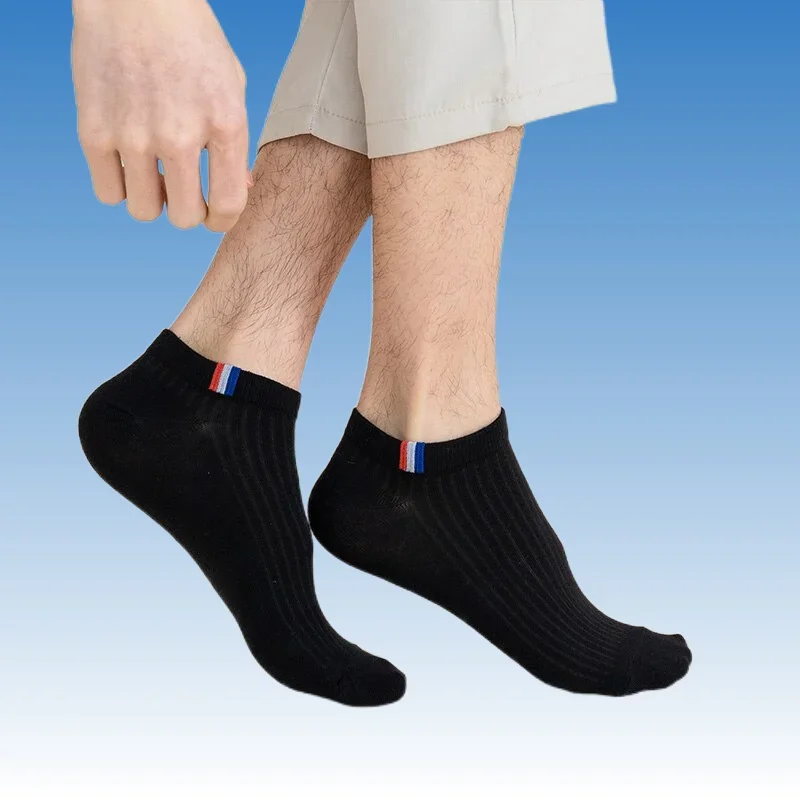 Calcetines tobilleros deportivos para hombre, calcetín desodorante transpirable, algodón suave, corte bajo, alta calidad, 5/10 pares