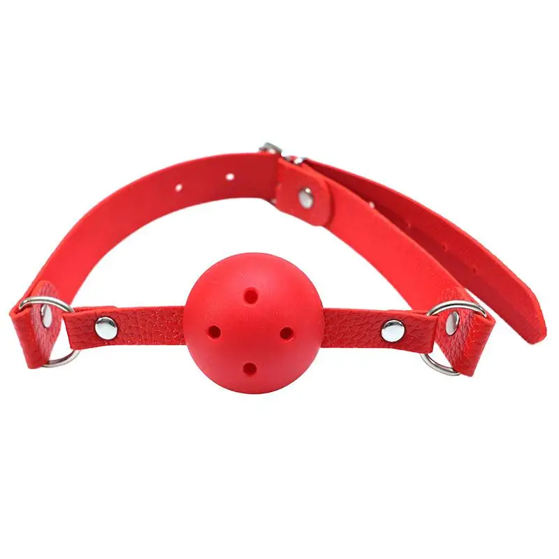 [Y]4 Colors Faux Leather Mouth Gag Adjustable Plastic Ball Adult Flirting Roleplay Game Props Couples Sex Toys Accessories view 2