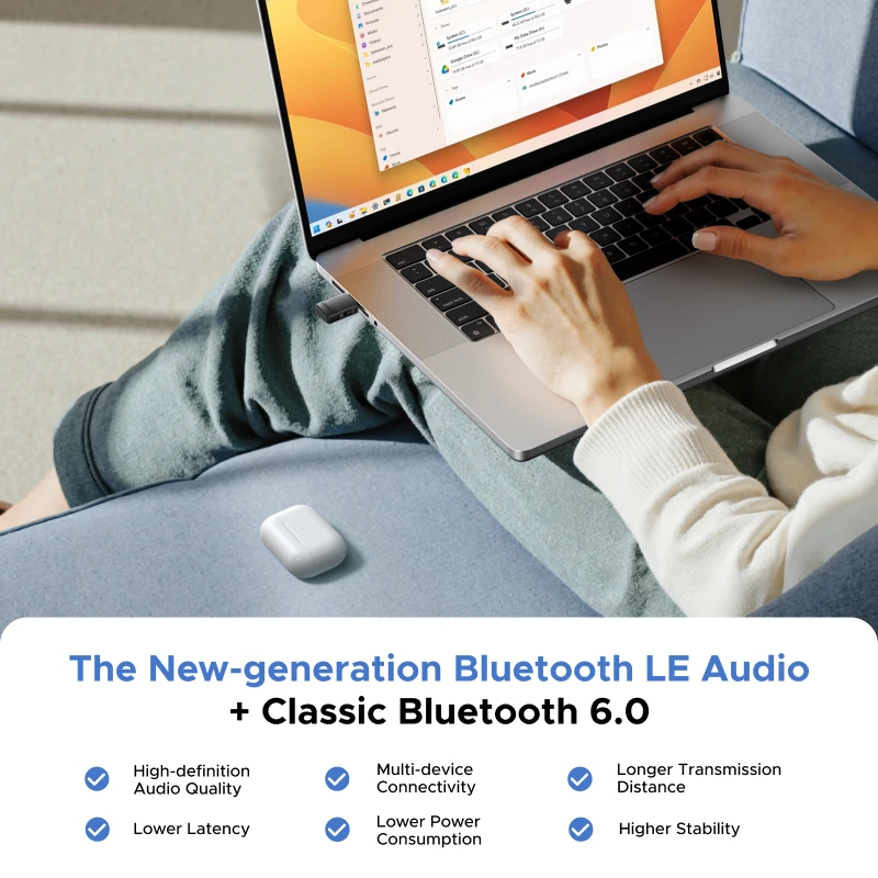 USB-C Bluetooth 6.0 Adapter with aptX & LE Audio for PS5/PC