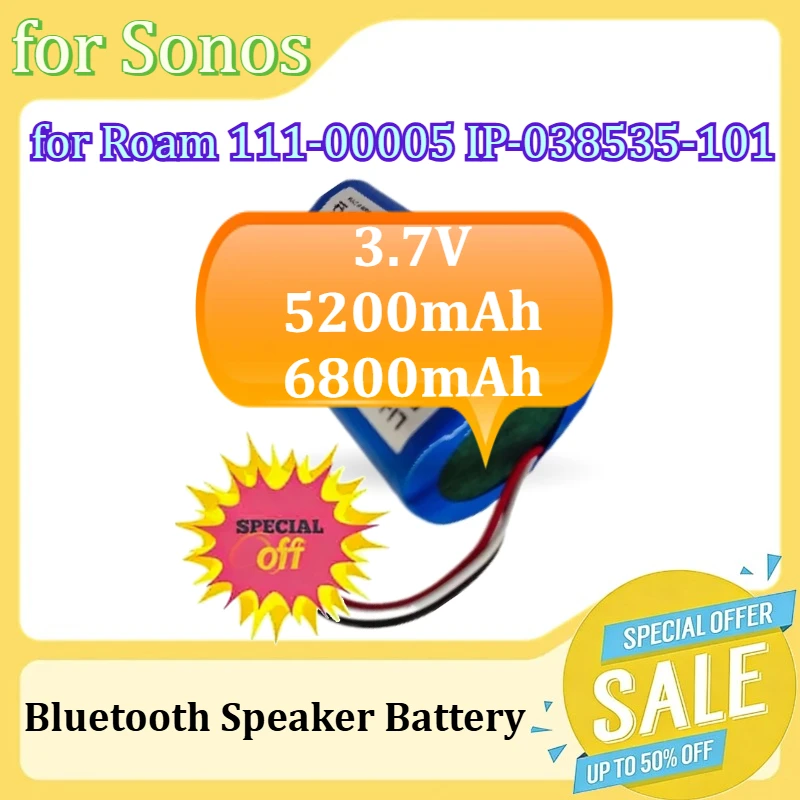 

Replacement Bluetooth Speaker Battery for Sonos Roam 111-00005 IP-038535-101 3.7V 5200mAh 6800mAh