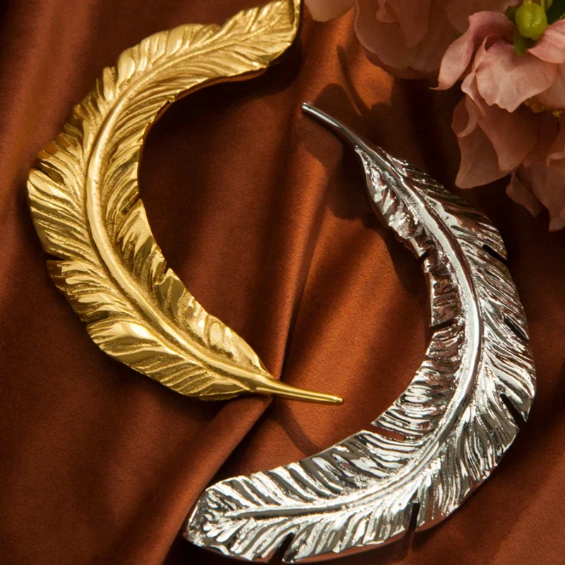 

French Feather Brass Handle Retro Drawer Handle Wardrobe Ring Pull AntiInjury Cabinet Door Handle Includes Screws