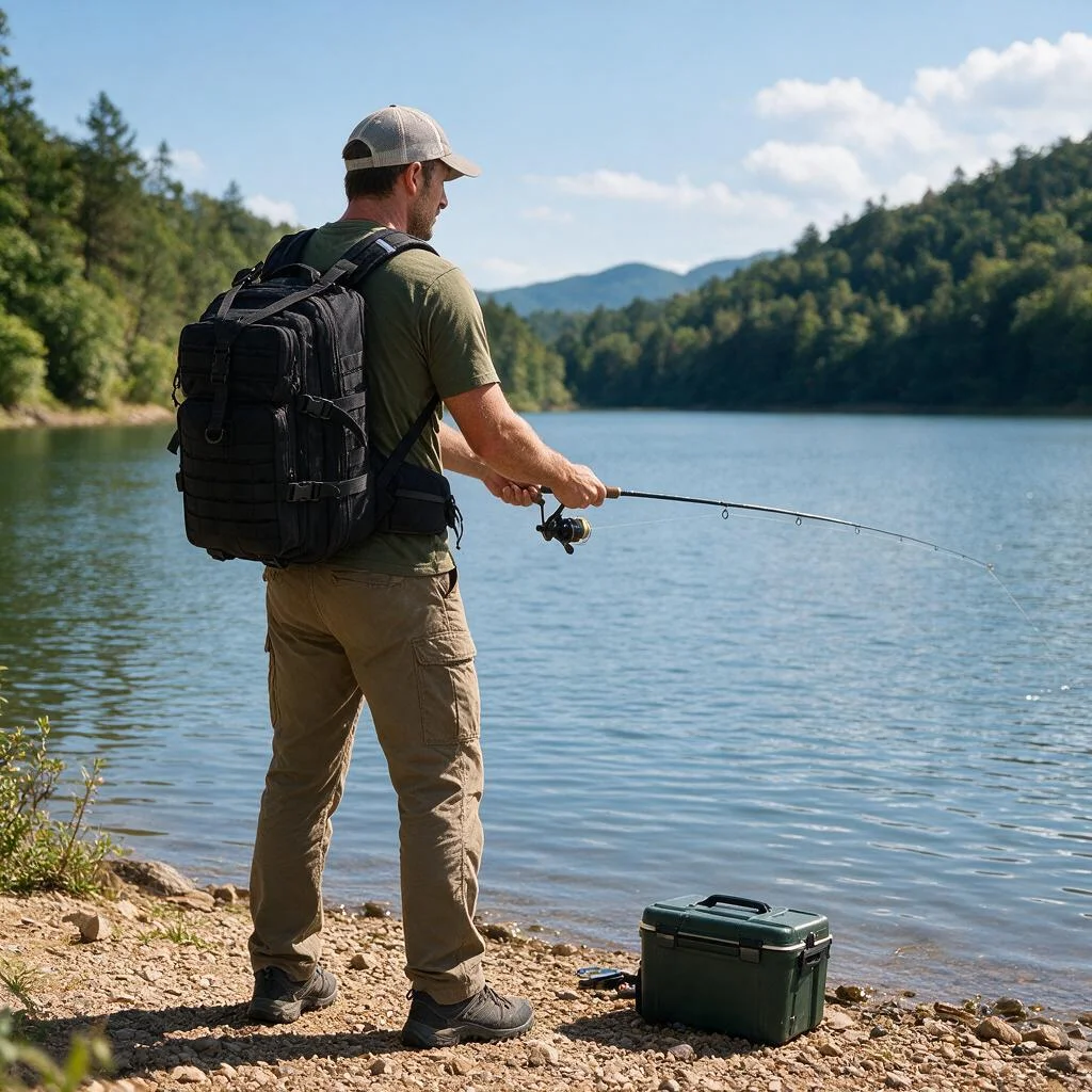Heavy‑Duty Water‑Proof Molle Military‑Inspired Backpack 45L, Multi‑Storage Outdoor Pack for Hiking, Fishing, Camping, Travelling