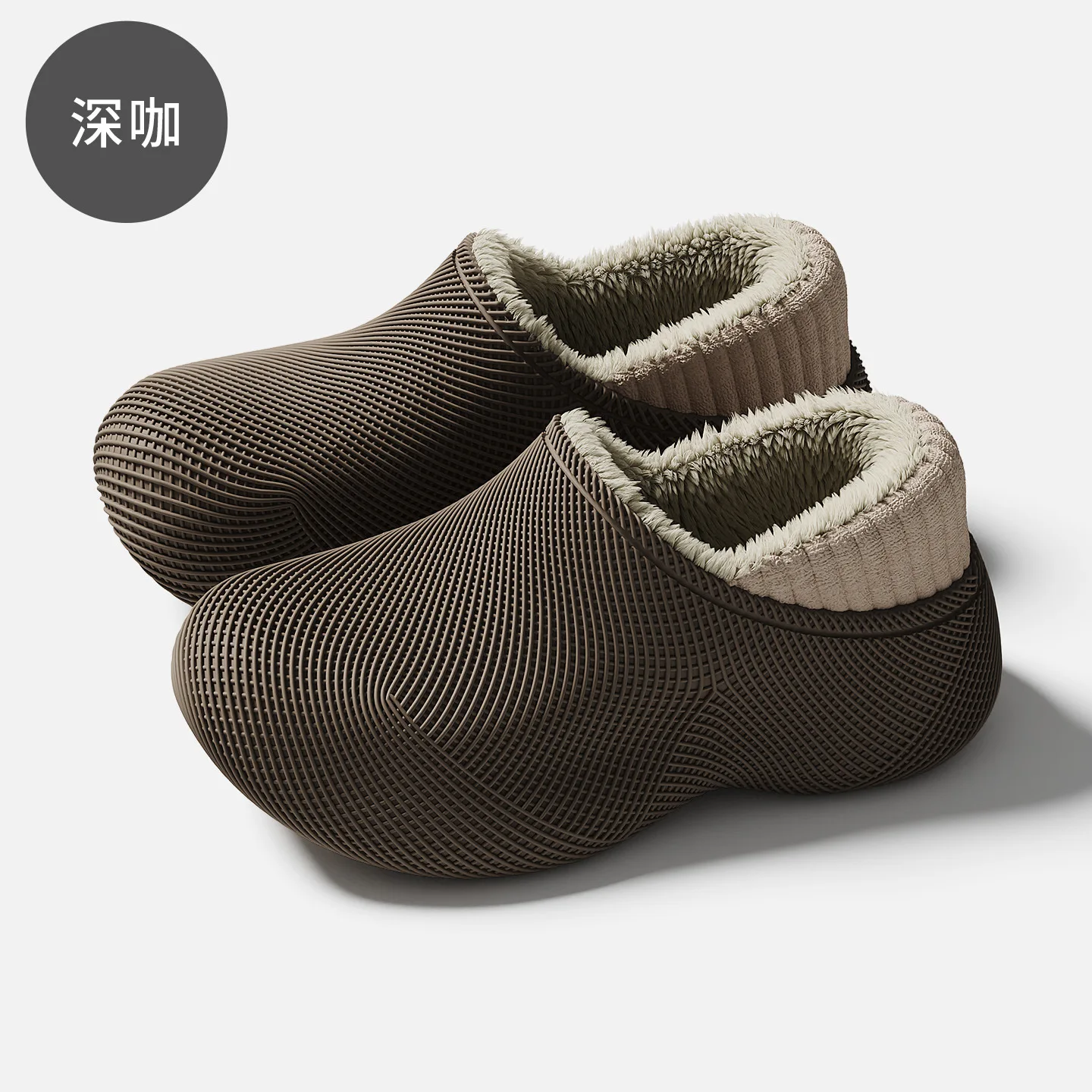Couple fleece bag and thermal cotton slippers, women's waterproof home wear dual-purpose thick-soled bag head cotton shoes, men