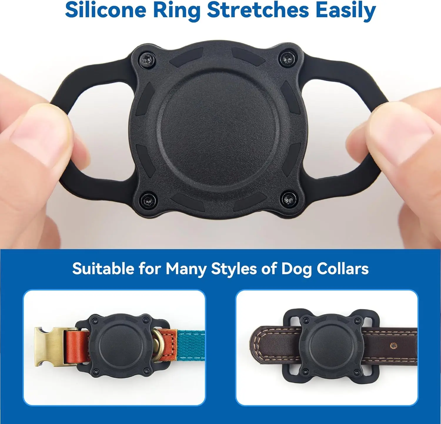 Waterproof Airtag Dog Collar Holder, Shockproof, Ultra-Durable, Plastic & Silicone Pet Case for Air Tags,  Protective Collar