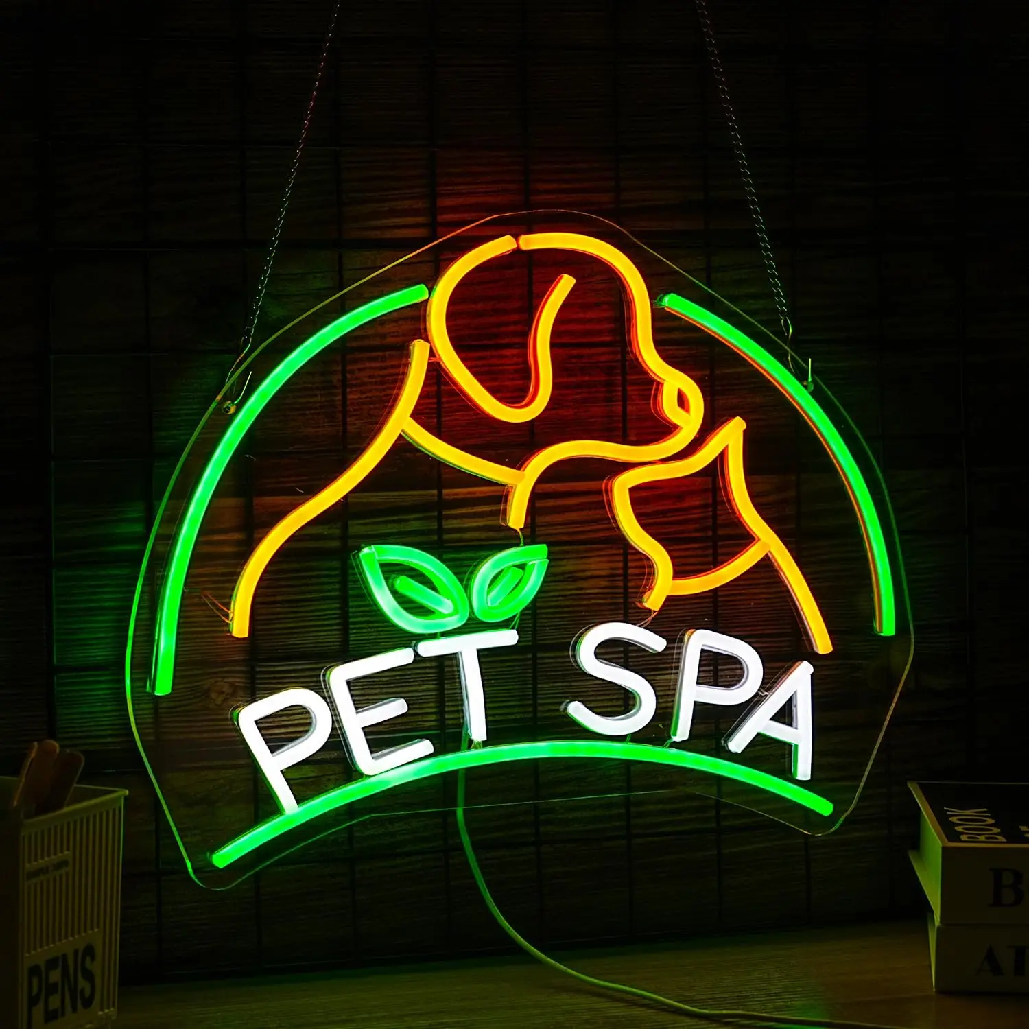 Pet SPA Neon Sign – Dimmable USB LED Neon Light for Wall Decor, Dog & Cat Animal Art for Pet Shop, Beauty Salon, Grooming, Home