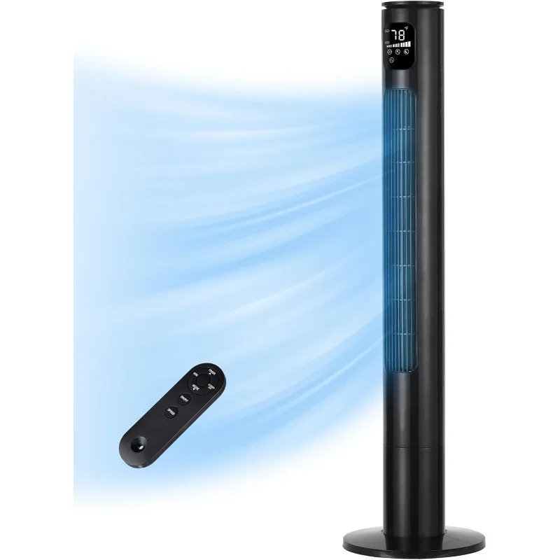 

46" Tower Fan With Remote, 28ft/s Fan for Bedroom with 24 H Timer, 120° Oscillating Fan with 3 Speeds, 3 Modes, Portable Standin