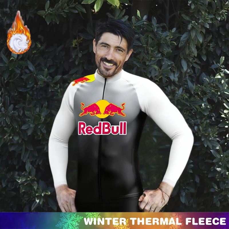 

Зимний велосипедный трикотаж Red Bull, мужской термофлисовый нагрудник, одежда для велосипеда, комплекты Ciclismo Hombre, мужской комплект, мужской костюм, комплект