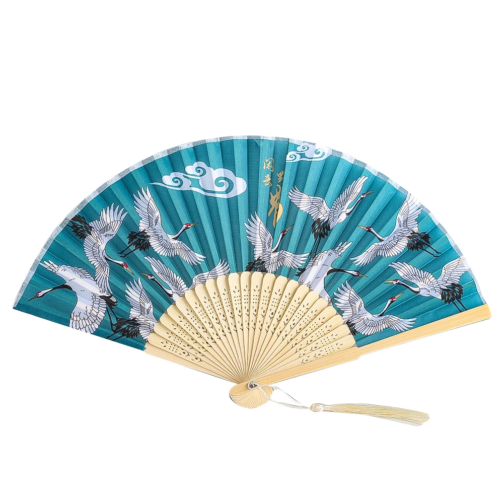 Magic Cloud Fairy Cranes Hand-rolled Folding Fan Chinese Style Mascot DIY Festival Ceremony Stage Performance Props Handicrafts