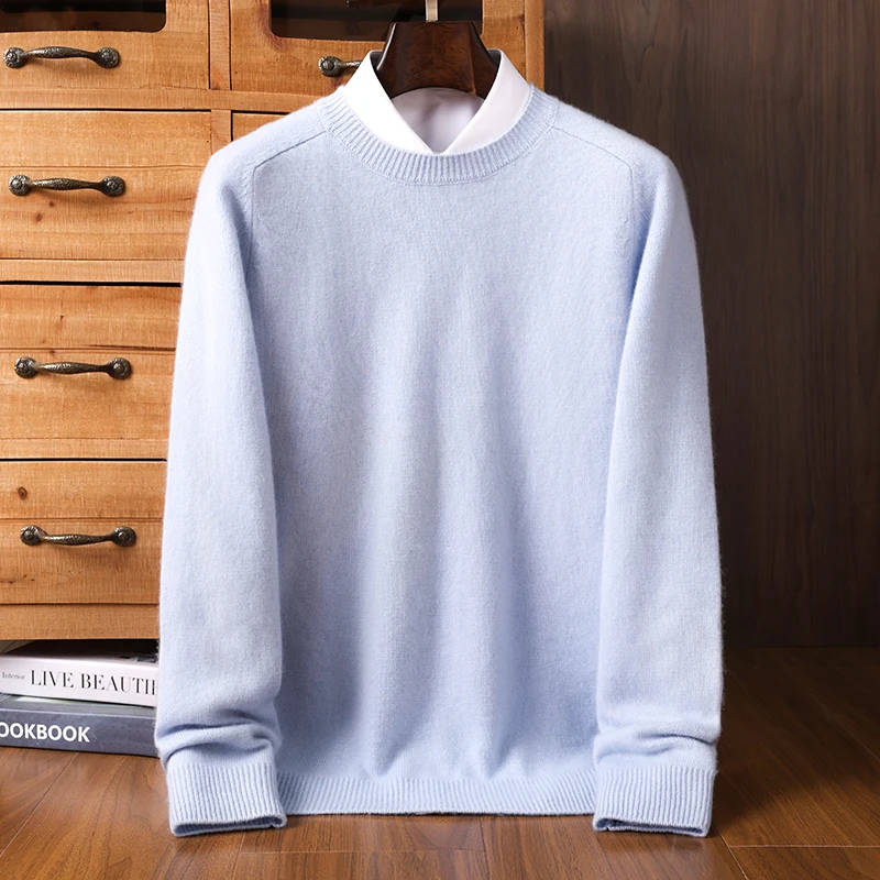 

100% кашемировый свитер, мужской утолщенный свитер с круглым вырезом, осень-зима, новый вязаный пуловер с седлом на плечах, верх для внутренней одежды