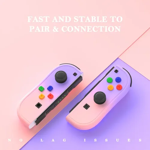 Imagen 2 del producto Controlador Joycons inalámbrico de repuesto para Switch/Lite/OLED con detección de movimiento/vibración dual/eje giroscópico, incluye agarre cómodo