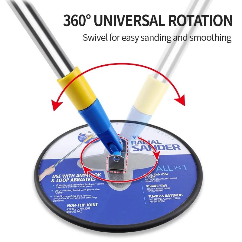 Imagem -05 - Lixadeira Drywall com Extensão Pólo Limpeza de Parede e Polimento Lixadeira Radial Circular 360 para Parede Seca & Pintura 9