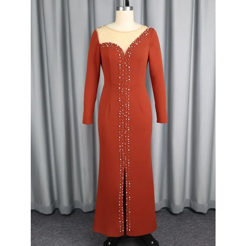 

S-4XL Dashiki African Dresses for Women Summer Africa Long Sleeve O-neck Plus Size Party Evening Long Maxi Dress Africa Clothing