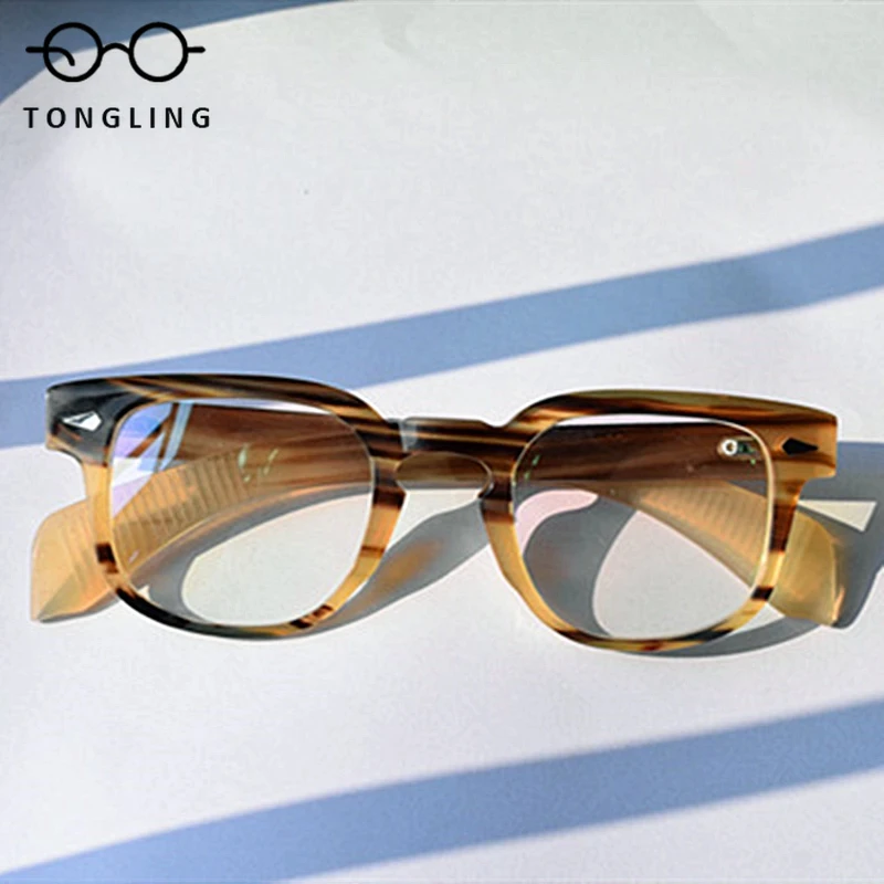 Limited Vintage Fashion Sphere Myopia Optical Eyeglass Frame 8mm Thick Natural Buffalo Horn Square Style Women Man High Quality