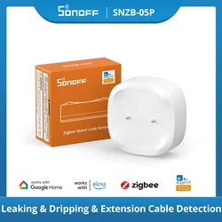 Sonoff SNZB-05P zigbee 3.0 sensor de vazamento de água detecção de vazamento e gotejamento alertas em tempo real suporte assistente doméstico google alexa