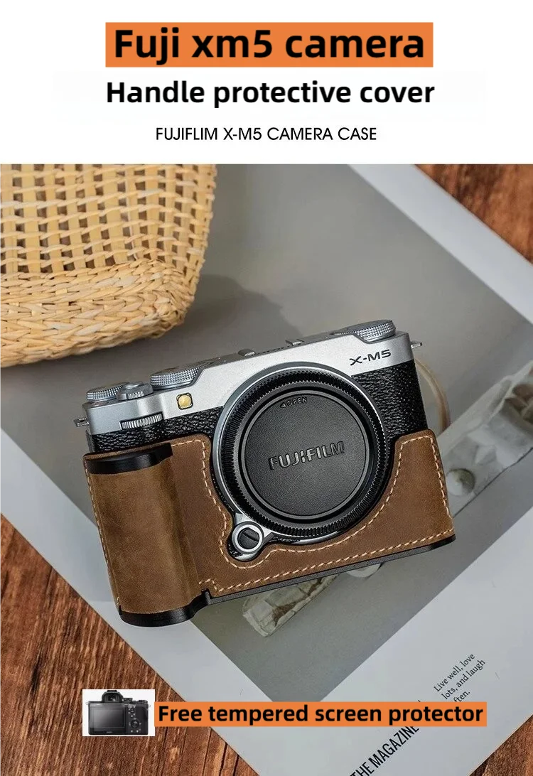 

Handmade camera bag for Fuji XM5 handle cover; xm5 wrist strap; genuine leather shoulder strap accessories.