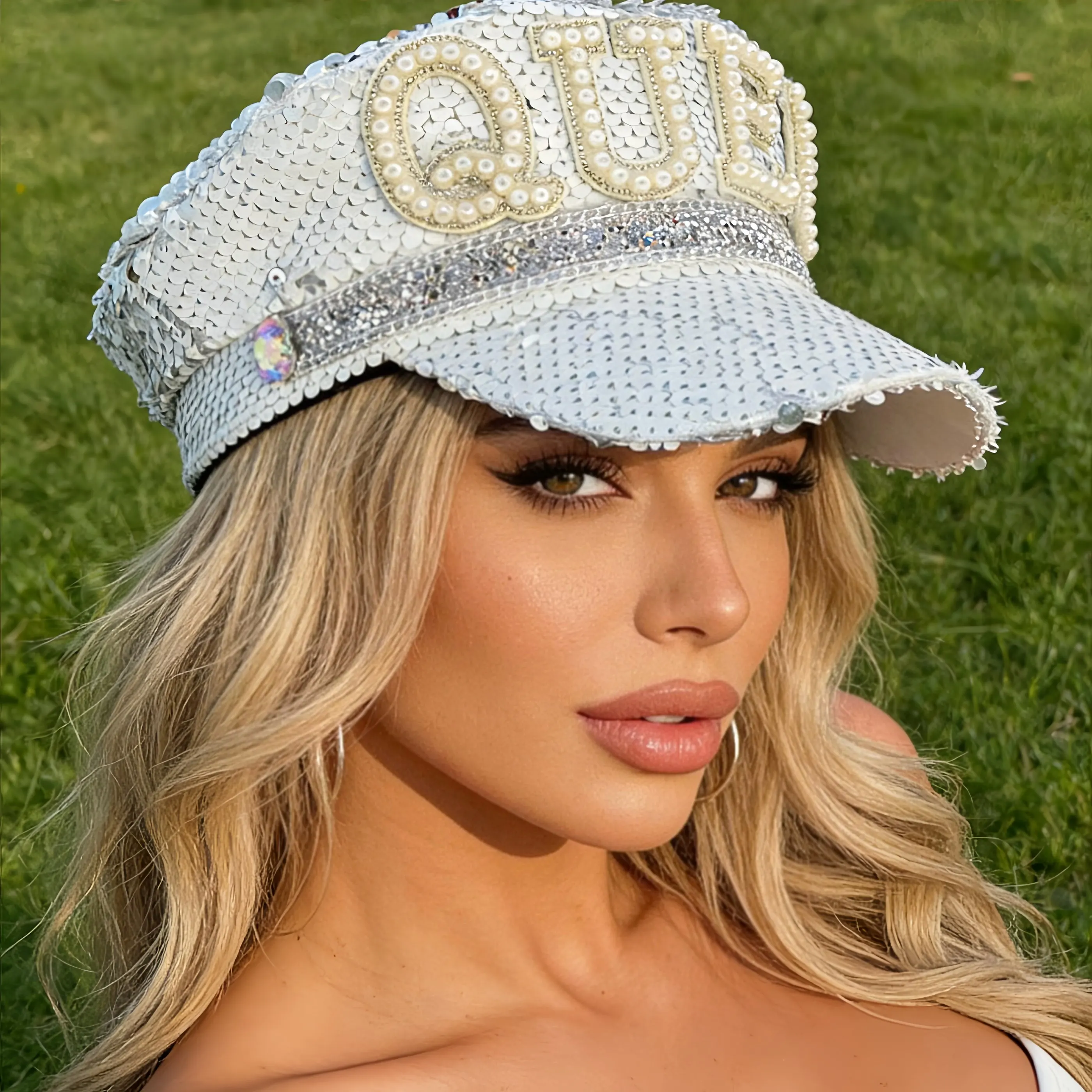Rhinestone Captain Hat for Music Festival, Halloween, Disco, Burning Man, Vintage Party Cap for Men & Women