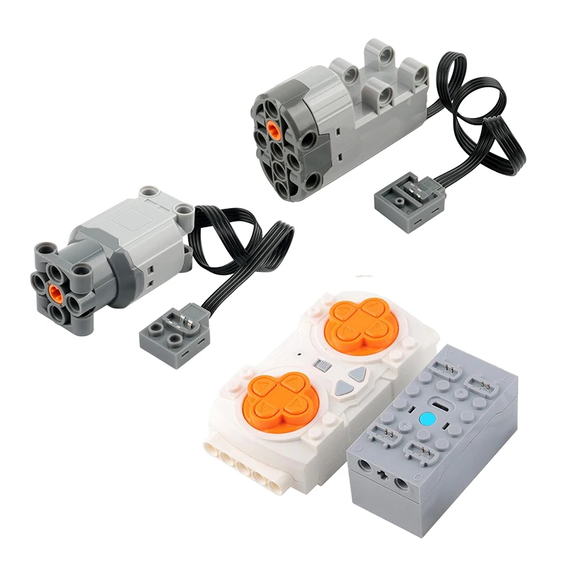Kit de servomoteur L/avec télécommande de contrôle de vitesse à 4 canaux et boîtier de batterie pour blocs de construction compatibles techniques, projets de bricolage
